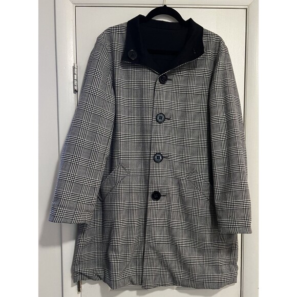 Anne Klein Jackets & Blazers - Anne Klein Reversible Plaid Black Trench Coat Womens Large